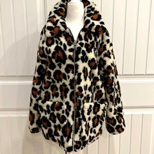 TOPSHOP faux fur leopard teddy jacket